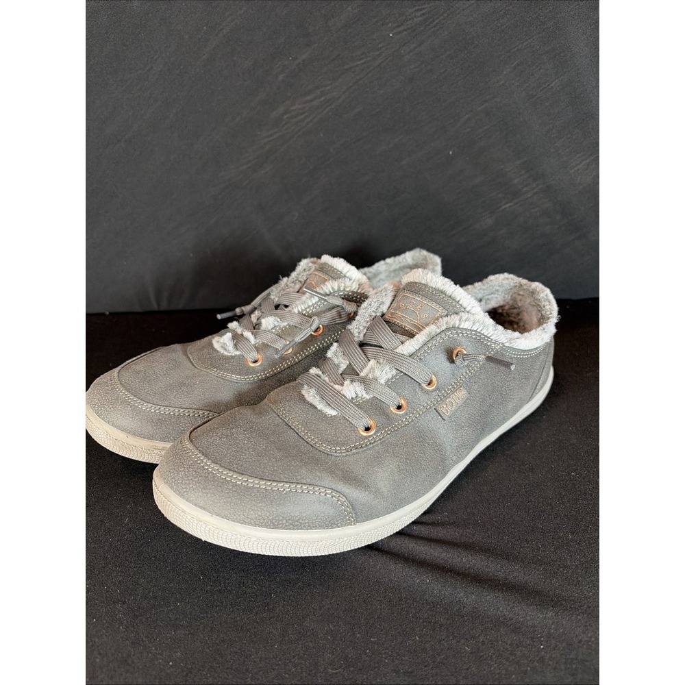 Bob's B Cute Grey/Rose Gold Slip Ons With Fur Size 9